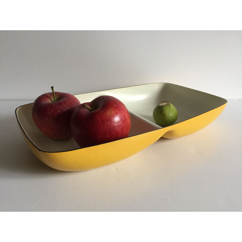 Yellow vintage double pocket tray, 1970