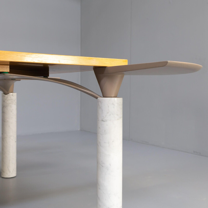 Vintage "lom850" Carrara marble legs dining table by Francesco Binfare for Cassina, 1980s