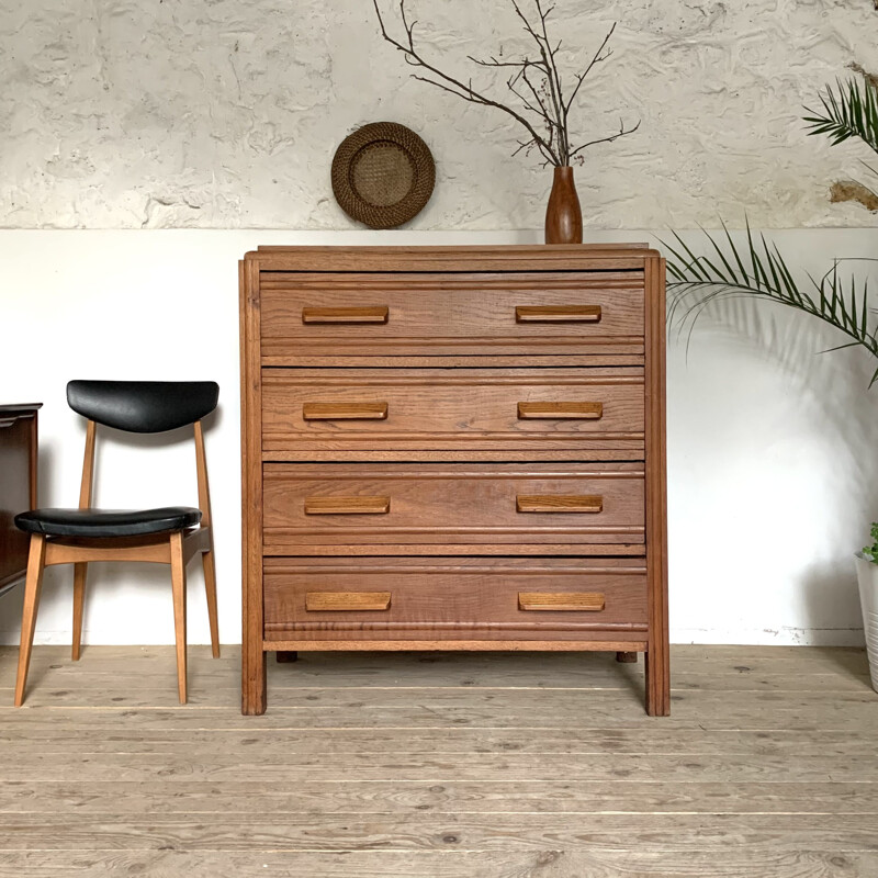 Vintage solid oakwood chest of drawers