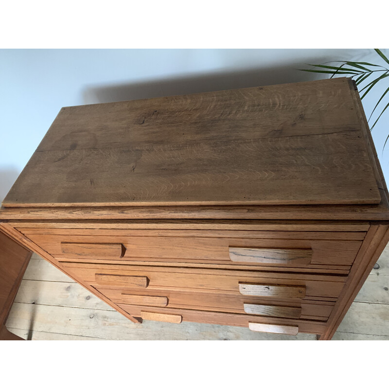 Vintage solid oakwood chest of drawers