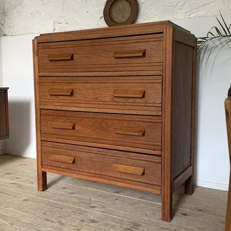 Vintage solid oakwood chest of drawers