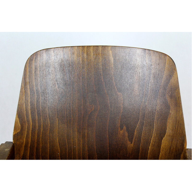 Vintage beechwood cinema chair by Ton, 1960s