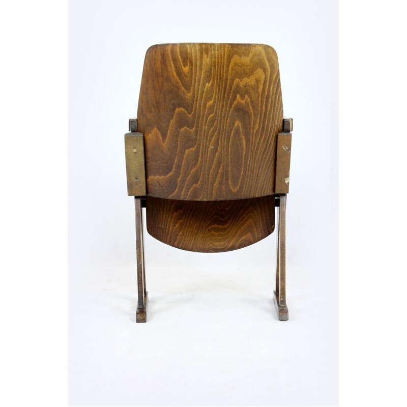 Vintage beechwood cinema chair by Ton, 1960s