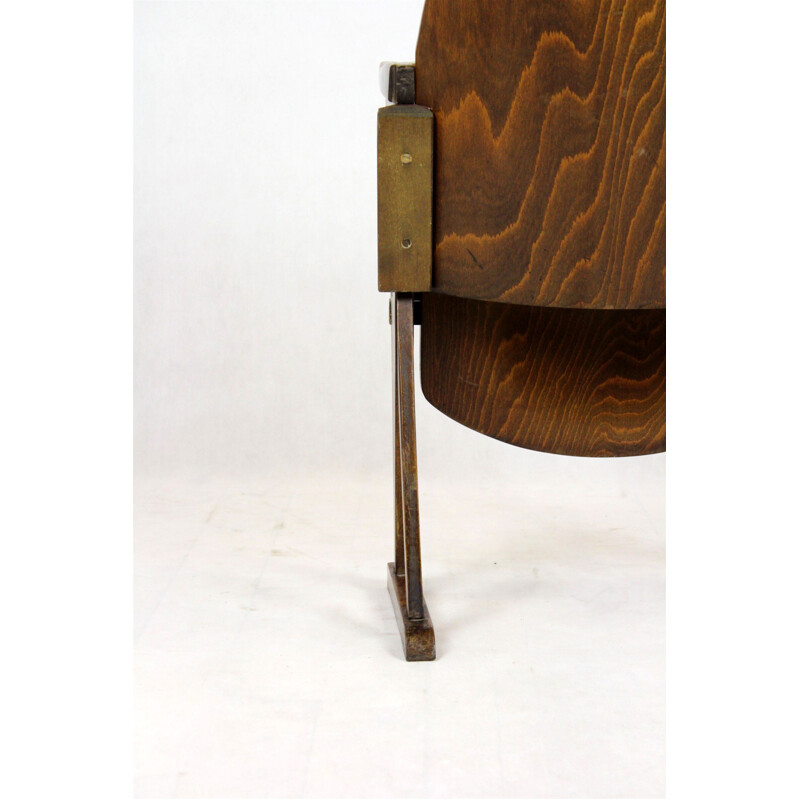 Vintage beechwood cinema chair by Ton, 1960s