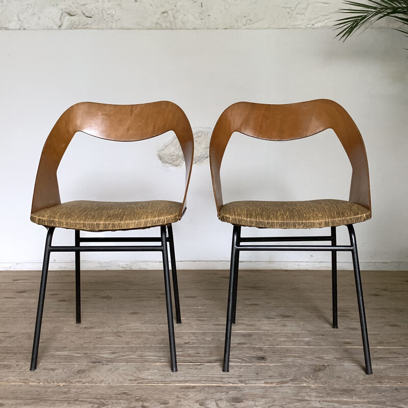 Pair of vintage chairs by Louis Paolozzi for Zol, 1960