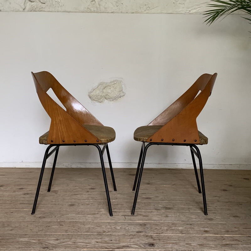 Pair of vintage chairs by Louis Paolozzi for Zol, 1960