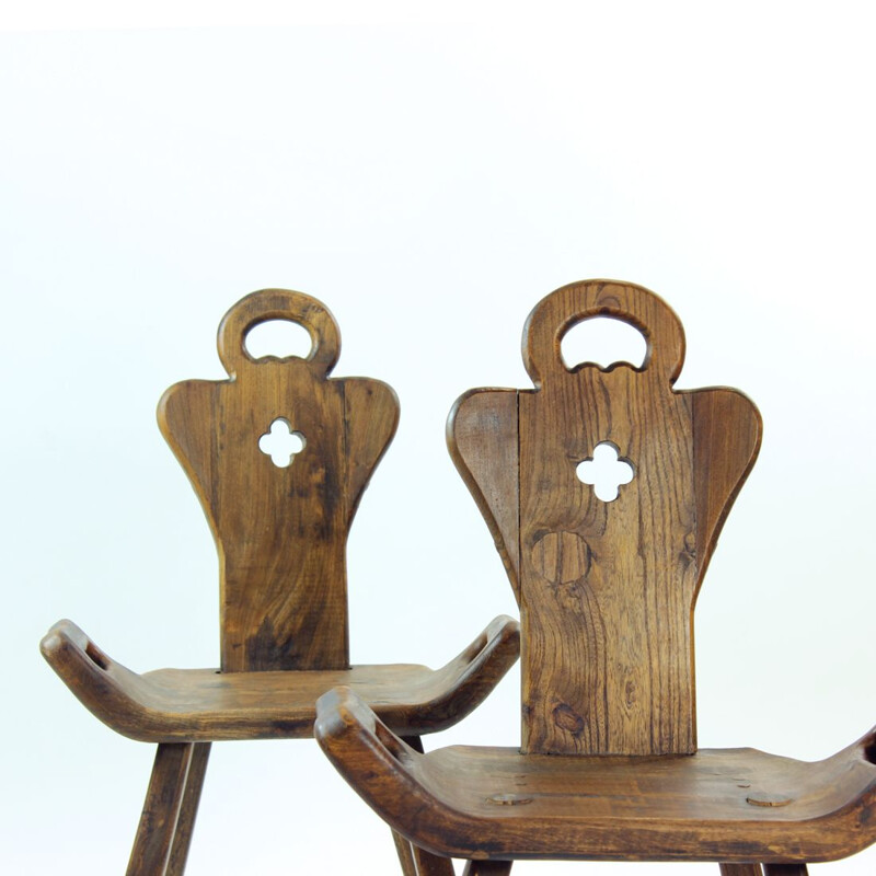 Sedia laterale in legno vintage fatta a mano, Paesi Bassi 1930