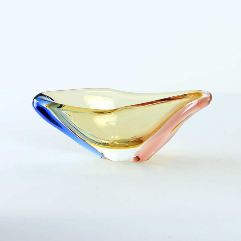 Mid century Art glass bowl by Frantisek Zemek for Sklarny Mstisov, 1960