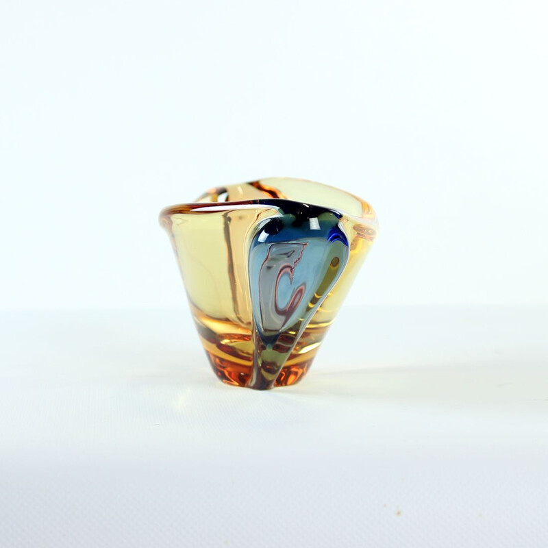 Mid century Art glass bowl by Frantisek Zemek for Sklarny Mstisov, 1960