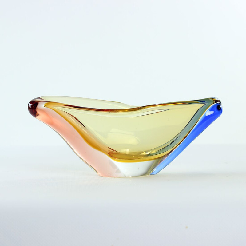 Mid century Art glass bowl by Frantisek Zemek for Sklarny Mstisov, 1960