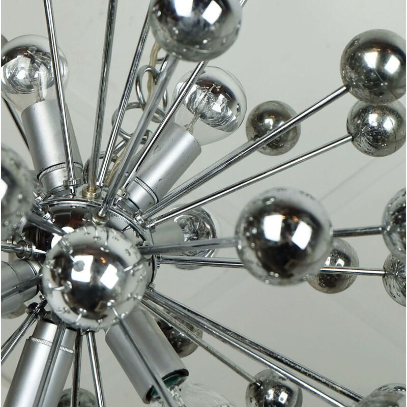 "Sputnik" chandelier in chromed metal and plastic - 1960s