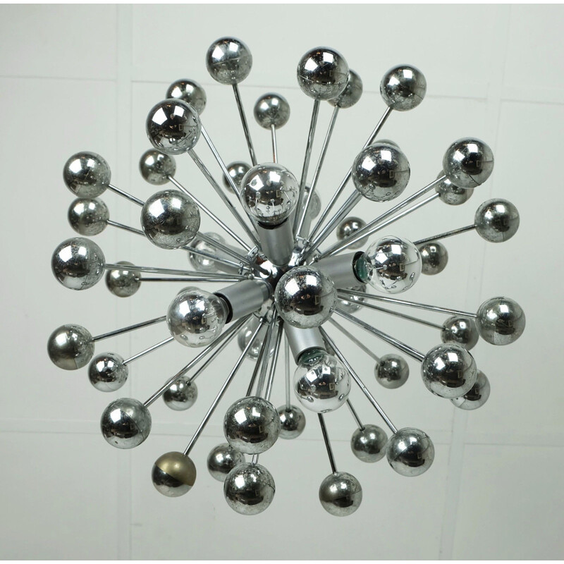"Sputnik" chandelier in chromed metal and plastic - 1960s