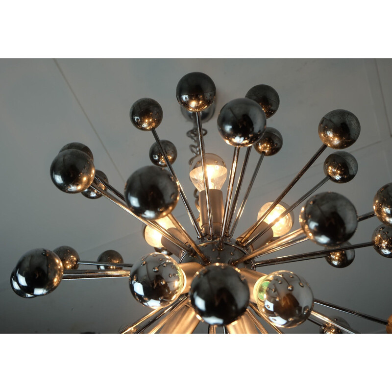 "Sputnik" chandelier in chromed metal and plastic - 1960s