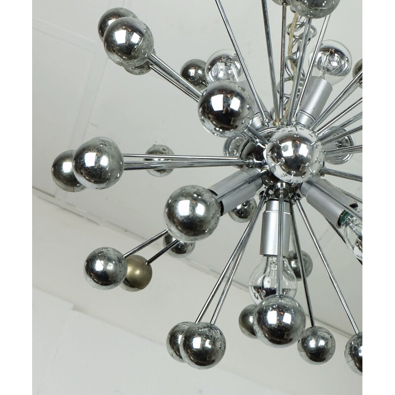 "Sputnik" chandelier in chromed metal and plastic - 1960s