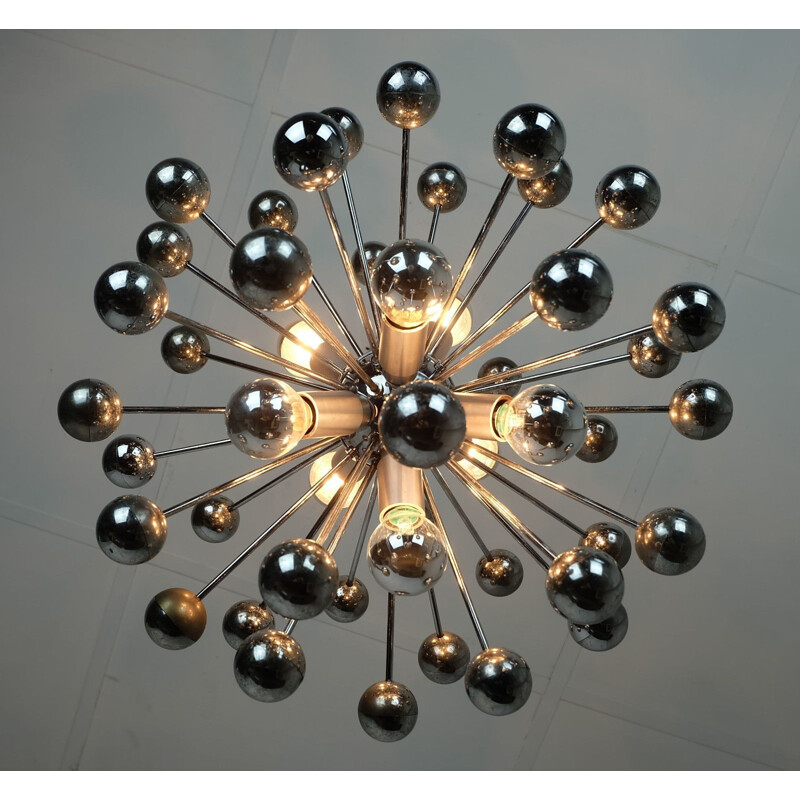 "Sputnik" chandelier in chromed metal and plastic - 1960s