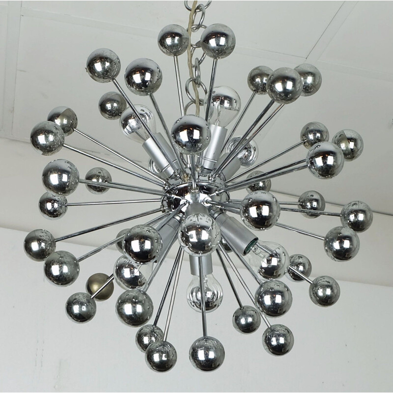 "Sputnik" chandelier in chromed metal and plastic - 1960s
