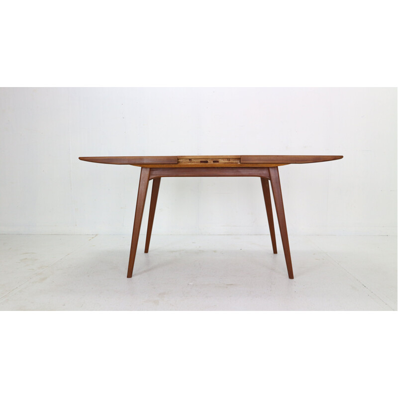 Vintage teak extendable dinning table by Louis Van Teeffelen for Wébé, 1960s