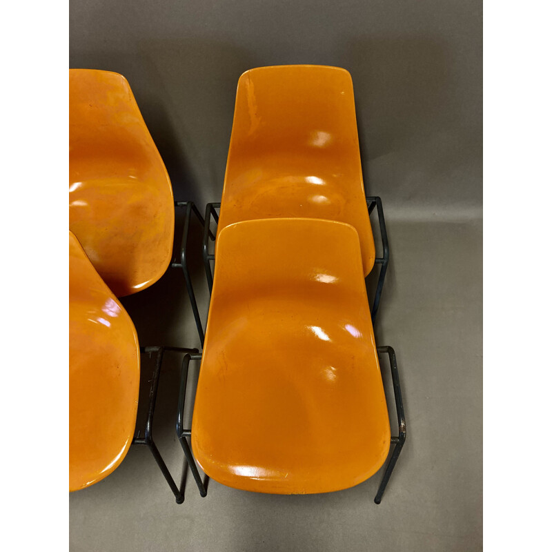 Set of 6 vintage fiberglass chairs by Georg Leowald, 1960