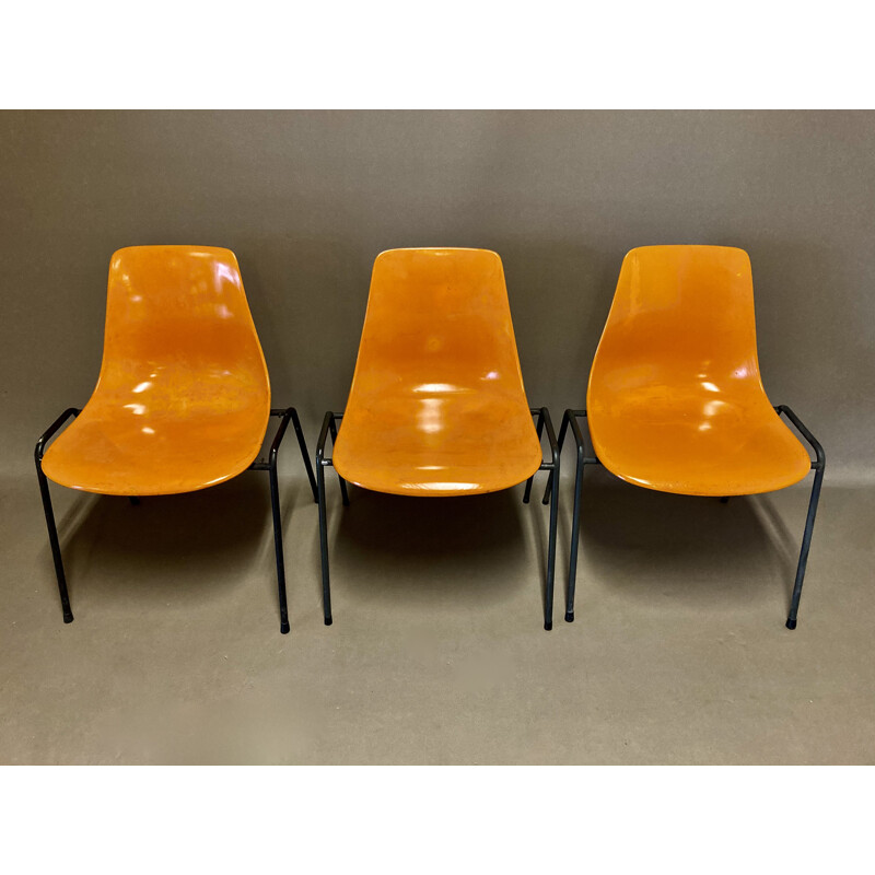 Set of 6 vintage fiberglass chairs by Georg Leowald, 1960