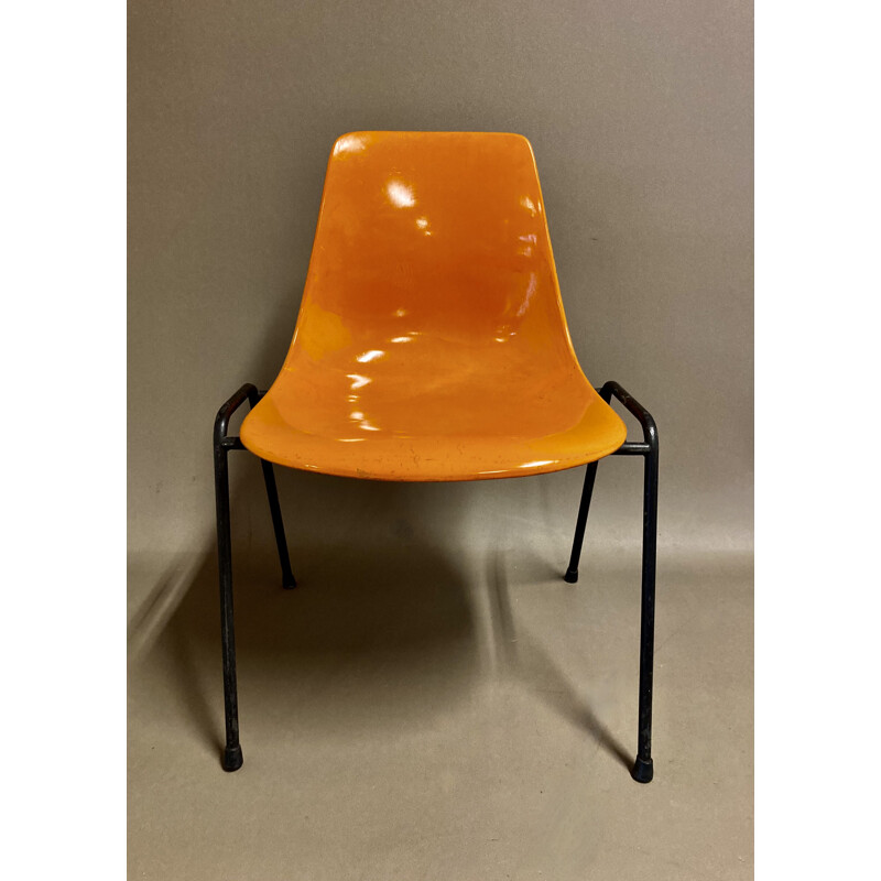 Set of 6 vintage fiberglass chairs by Georg Leowald, 1960