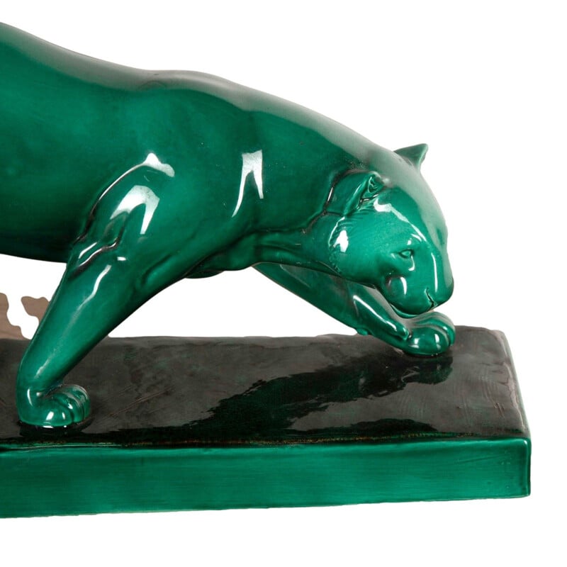 Vintage Art Deco Panther aus Keramik von Rochard
