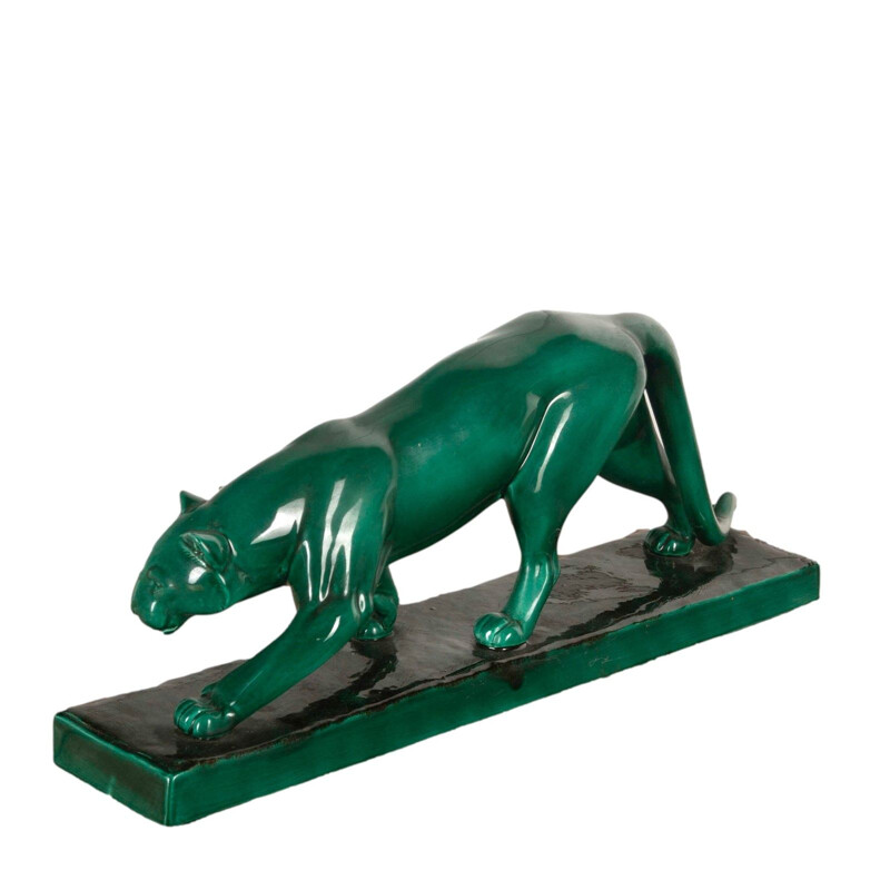 Vintage Art Deco Panther aus Keramik von Rochard