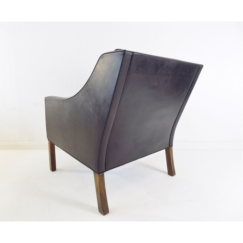 Vintage Fredericia 2207 black leather armchair by Borge Mogensen for Fredericia Furnitures, 1960s