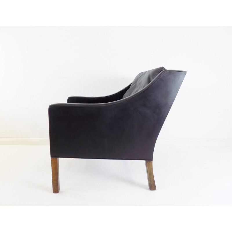 Vintage Fredericia 2207 black leather armchair by Borge Mogensen for Fredericia Furnitures, 1960s