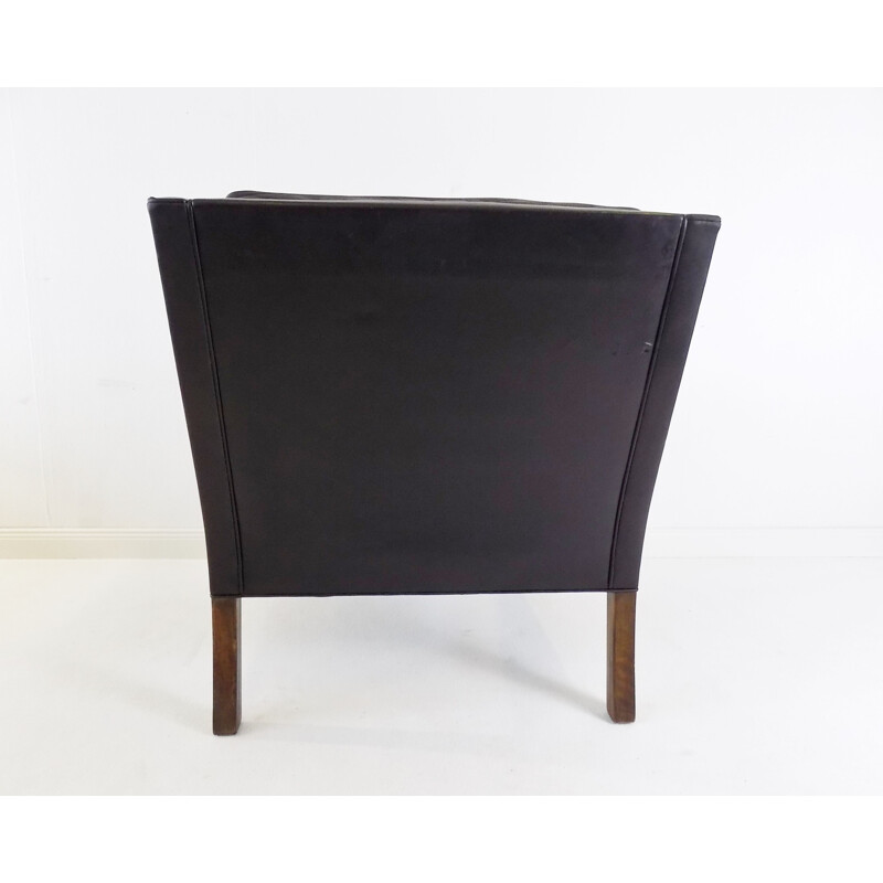 Vintage Fredericia 2207 black leather armchair by Borge Mogensen for Fredericia Furnitures, 1960s