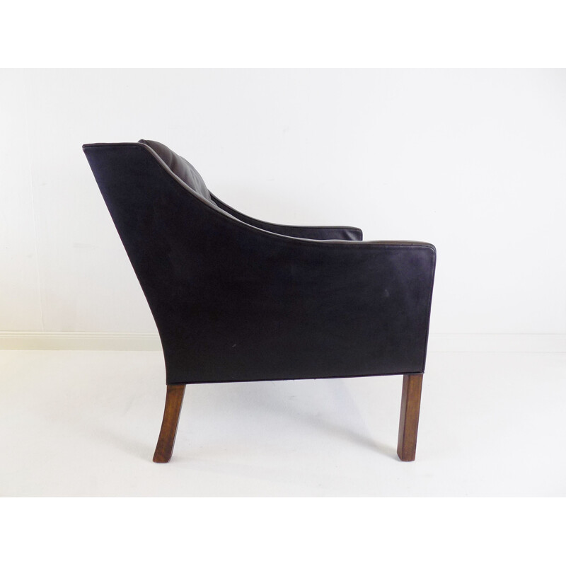 Fauteuil vintage Fredericia 2207 en cuir noir par Borge Mogensen pour Fredericia Furnitures, 1960