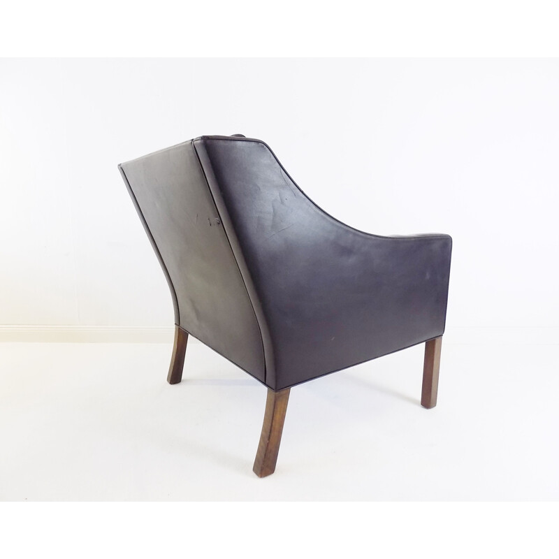 Vintage Fredericia 2207 black leather armchair by Borge Mogensen for Fredericia Furnitures, 1960s