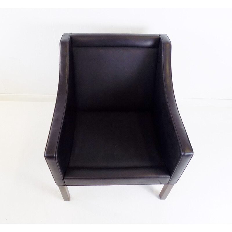 Vintage Fredericia 2207 black leather armchair by Borge Mogensen for Fredericia Furnitures, 1960s