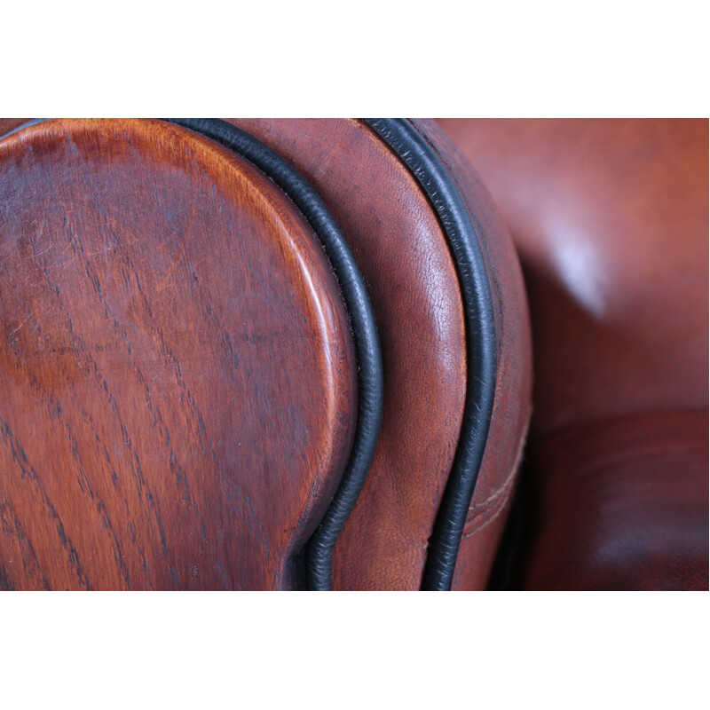 Pair of vintage sheepskin Art Deco armchairs by Lounge Atelier, 1960s