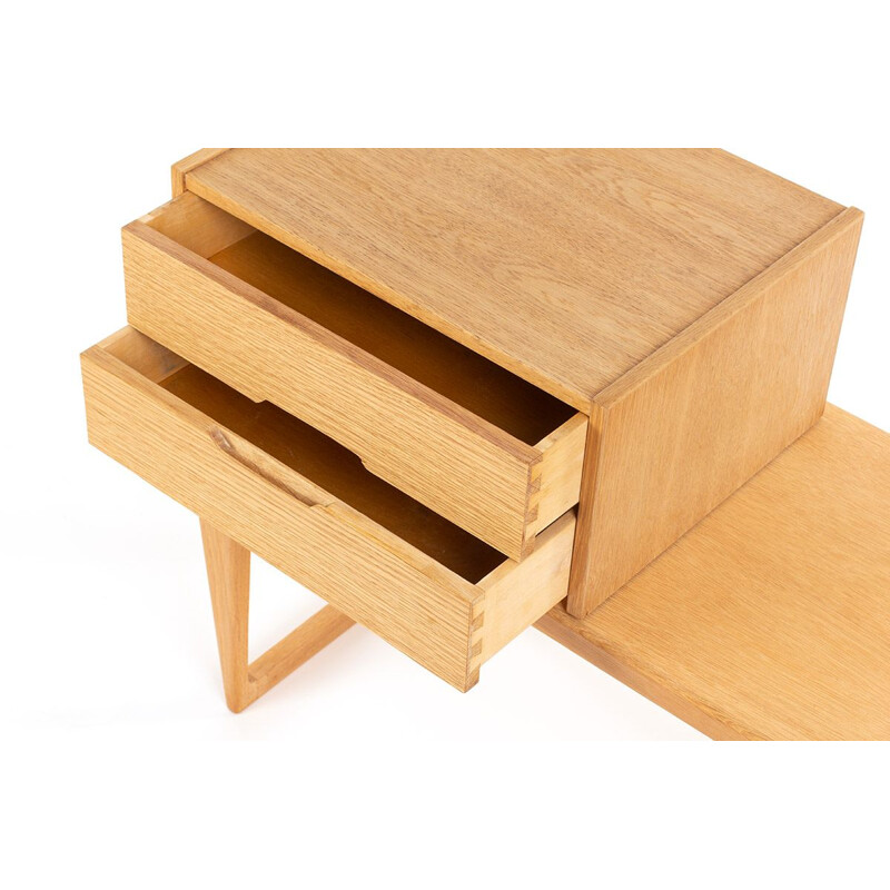 Vintage light oak table and drawer cabinet by Kai Kristiansen for Aksel Kjersgaard, Denmark 1960