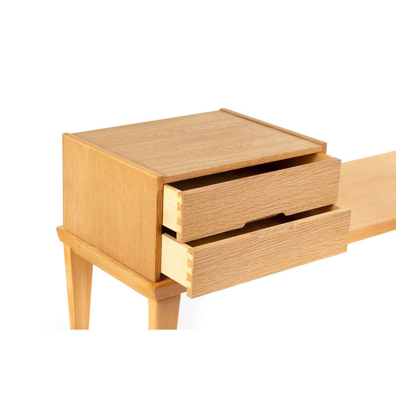 Table et meuble à tiroirs vintage en chêne clair par Kai Kristiansen pour Aksel Kjersgaard, Danemark 1960