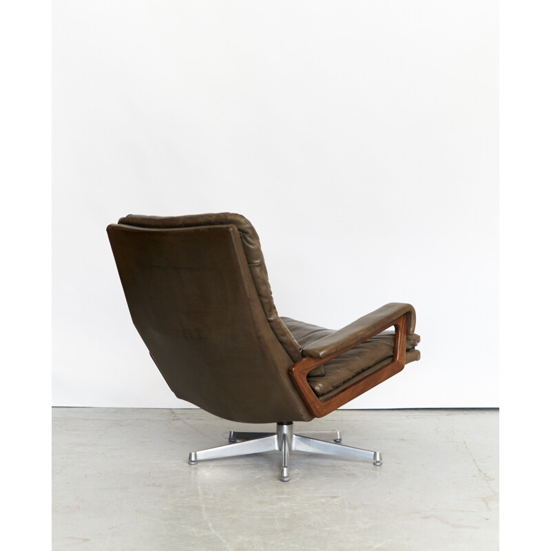 Vintage King swivel armchair & ottoman by André Vandenbrouck for Strässle, Switzerland