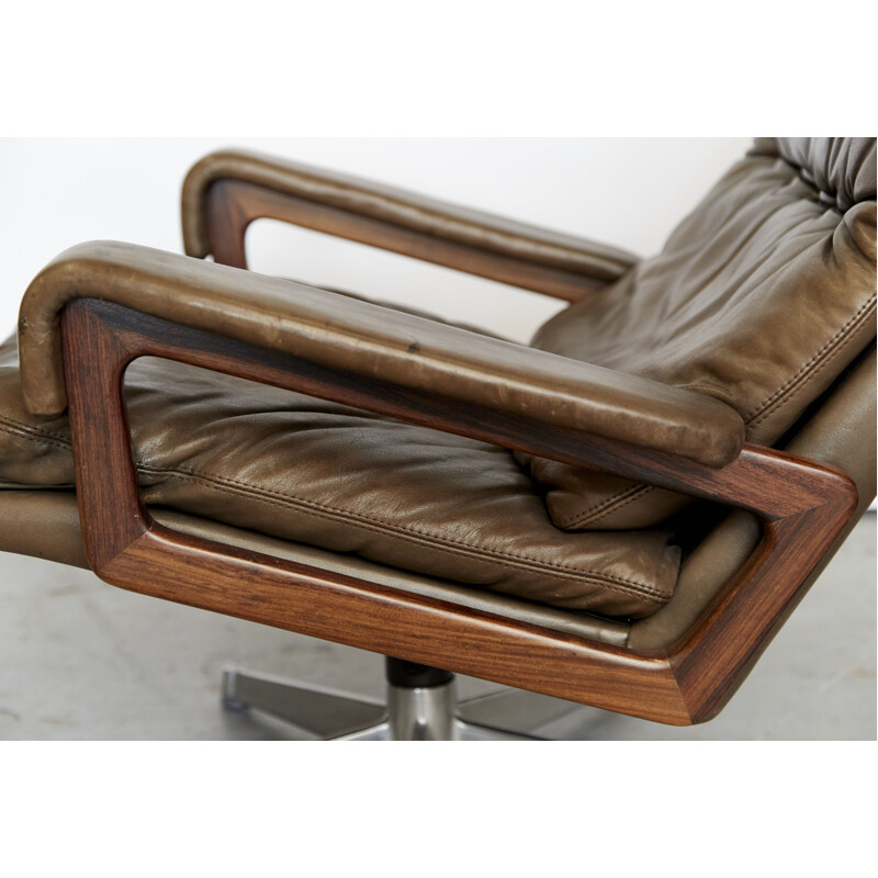 Vintage King swivel armchair & ottoman by André Vandenbrouck for Strässle, Switzerland