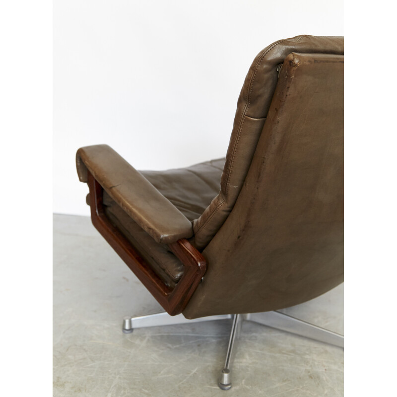 Vintage King swivel armchair & ottoman by André Vandenbrouck for Strässle, Switzerland