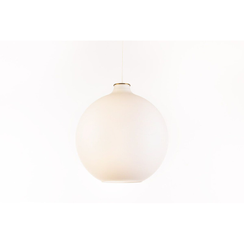 Vintage Satellite opaline glass and brass pendant lamp by Vilhelm Wohlert for Louis Poulsen, 1959s