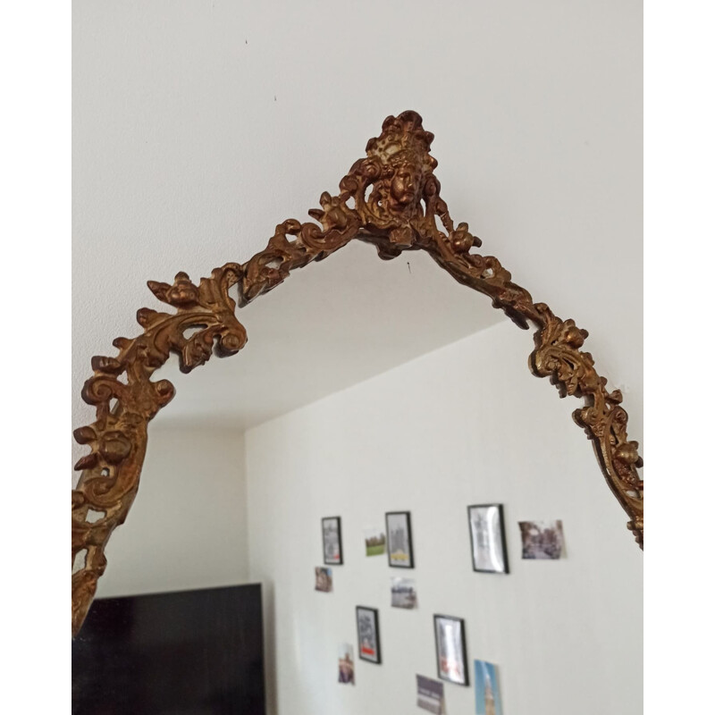 Vintage baroque mirror in brass and bronze patina