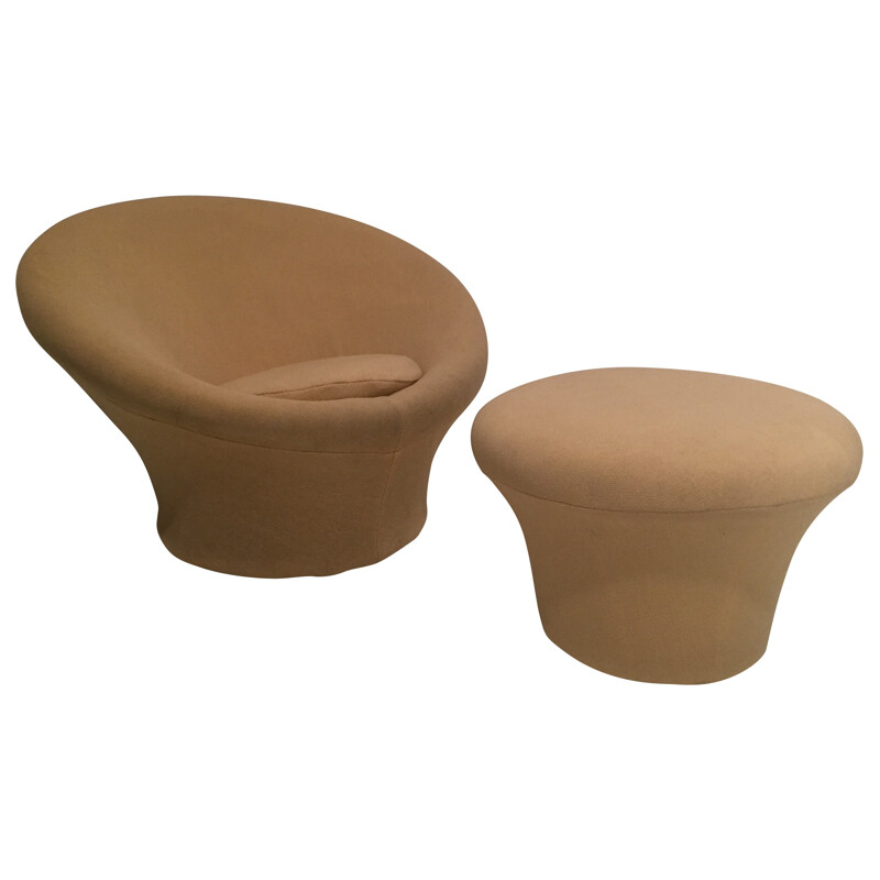 Beige armchair "Muschroom" with its ottoman, Pierre PAULIN - 1970s