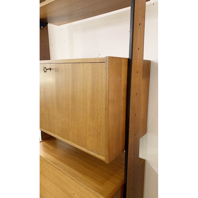 Vintage wooden wall unit with drawers, Italy 1960