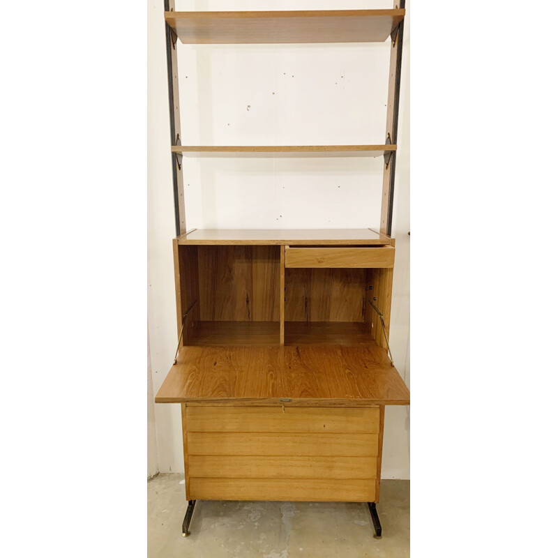 Vintage wooden wall unit with drawers, Italy 1960