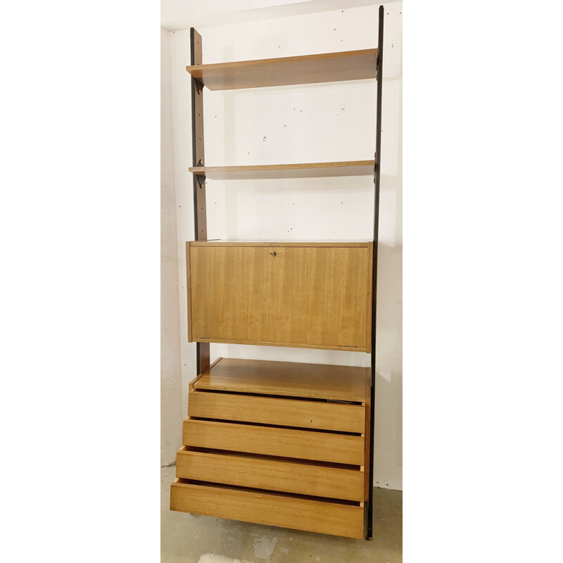 Vintage wooden wall unit with drawers, Italy 1960