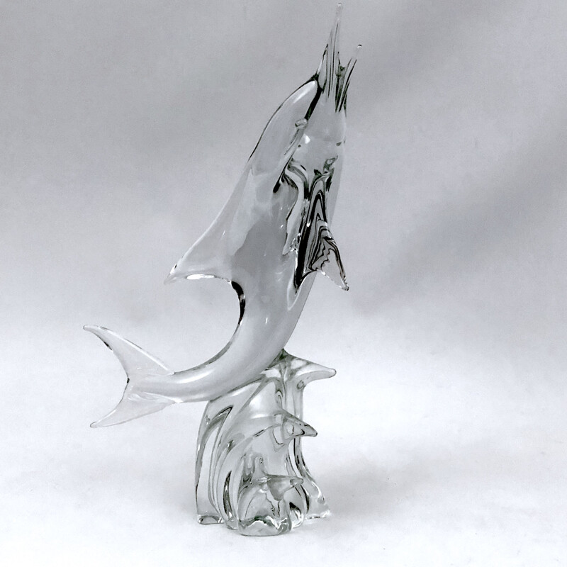 Sculpture de dauphin vintage en verre de Murano par Licio Zanetti, 1960