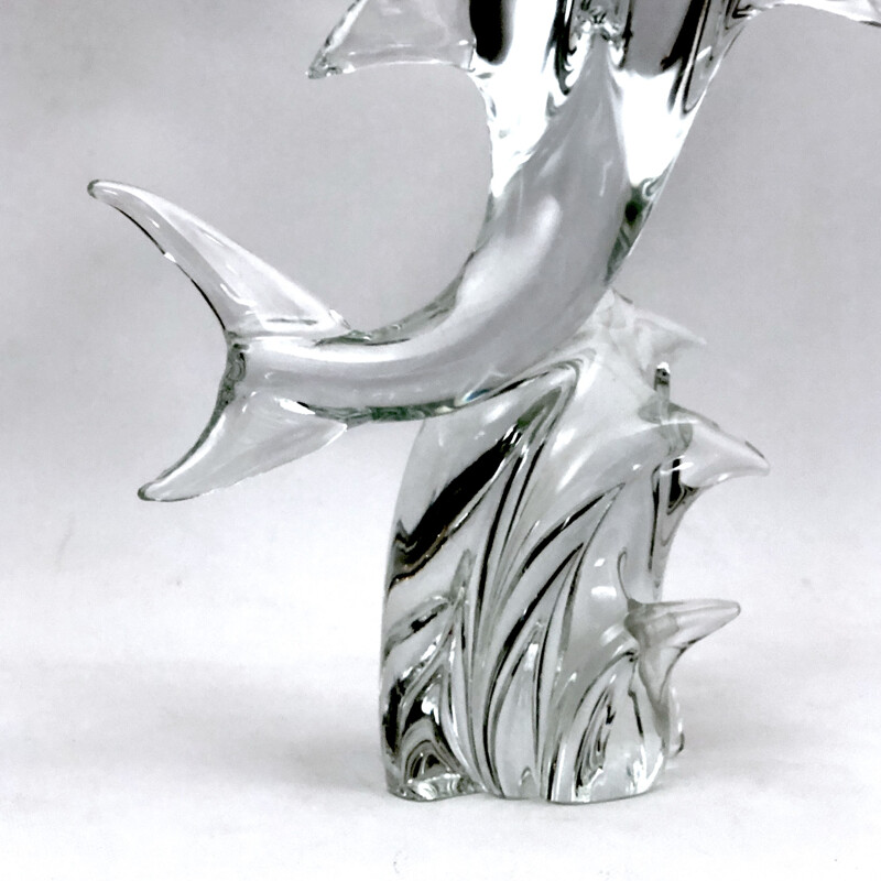 Escultura vintage de cristal de Murano con forma de delfín de Licio Zanetti, 1960