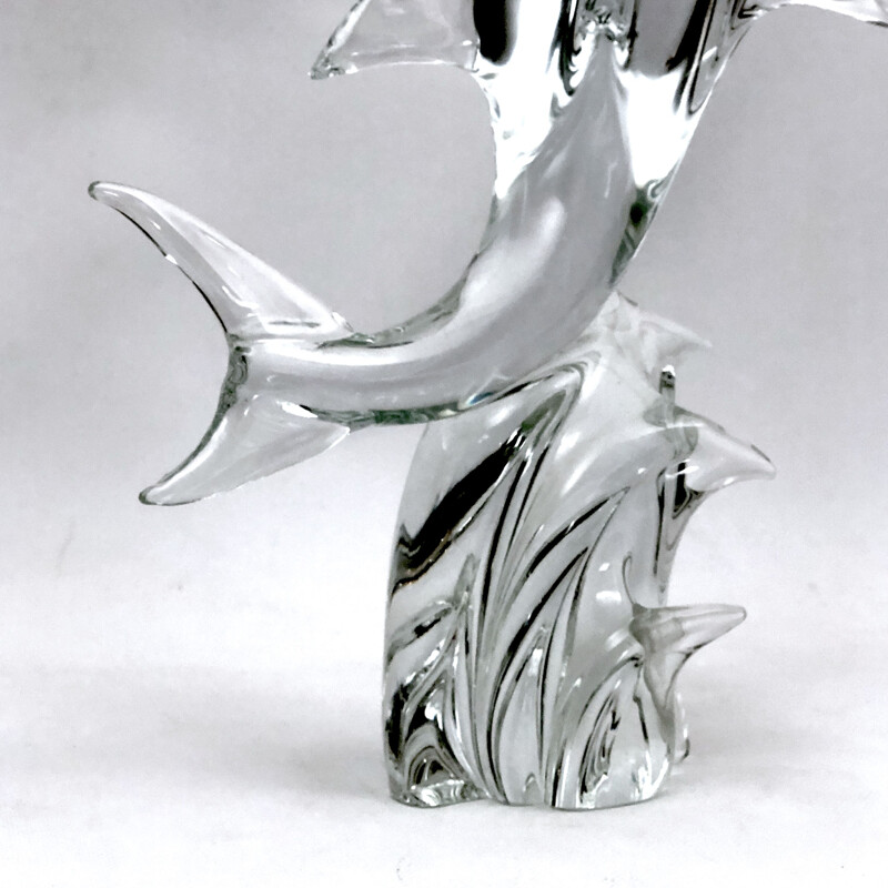 Escultura de golfinhos de vidro Vintage Murano de Licio Zanetti, 1960
