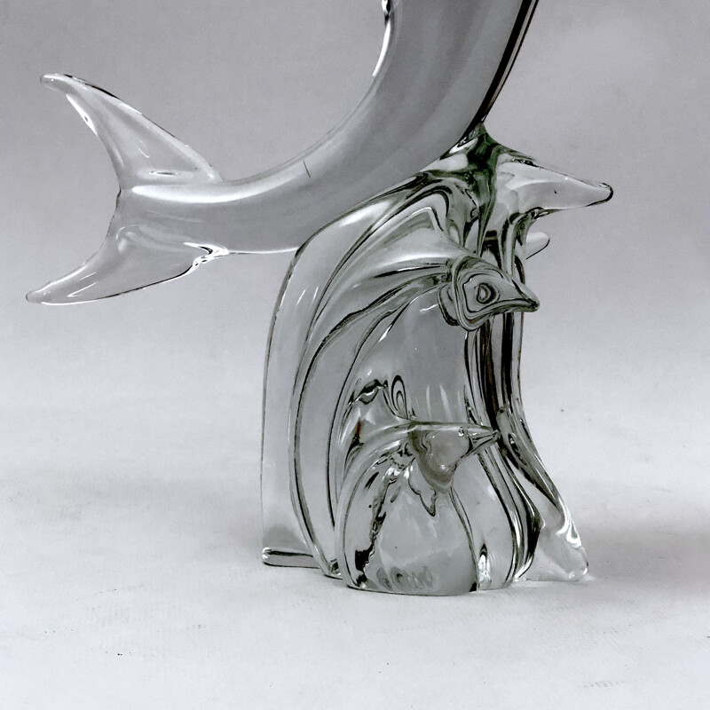 Escultura vintage de cristal de Murano con forma de delfín de Licio Zanetti, 1960