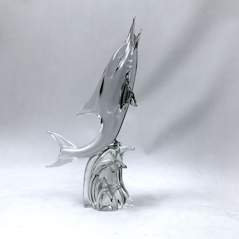 Mid-century Murano glass Dolphin sculpture by Licio Zanetti, 1960