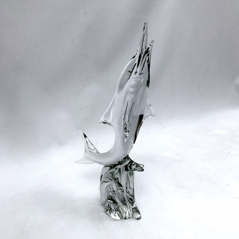 Mid-century Murano glass Dolphin sculpture by Licio Zanetti, 1960